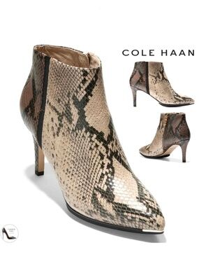 Cole Haan Grand Ambition Arietta Snake Print Stiletto Heel Bootie Ankle Boot 9.5